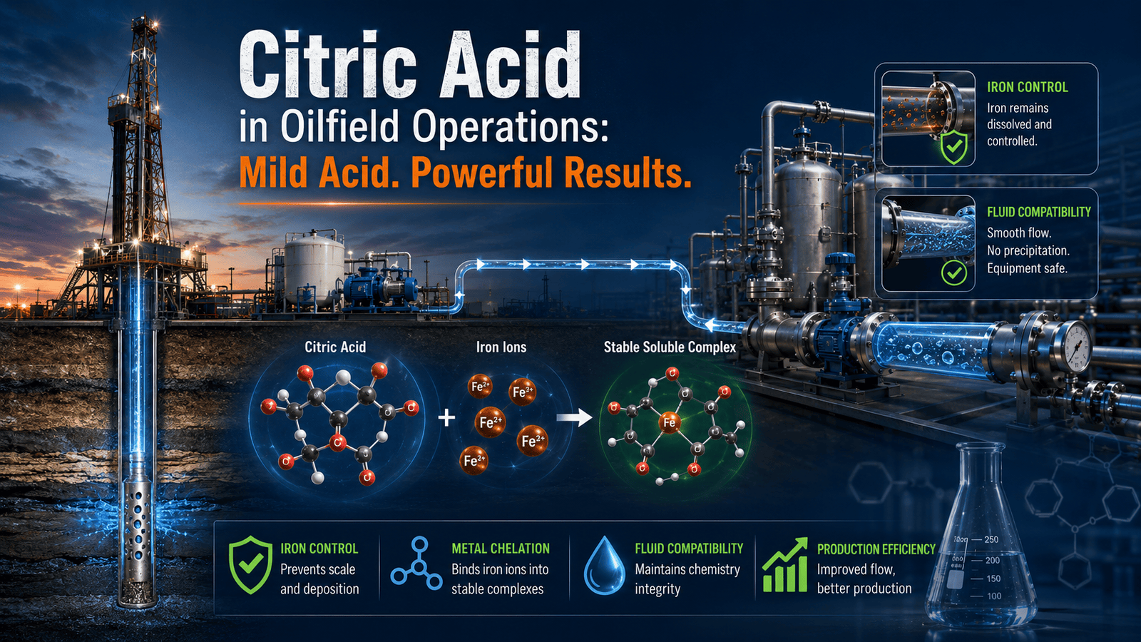 Citric Acid in Oilfield Operations: Mild Acid with Powerful Results
